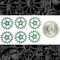 Verdigris Finished Brass 20mm Floral Patterned Etched Steampunk Spoked Wheels Gears Charms - Set of Six - XXX - V-PG04